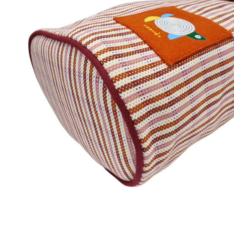 紅白條紋 帆布 Animaux Nattes 後背包【HERMES 愛馬仕】 H103996M-9