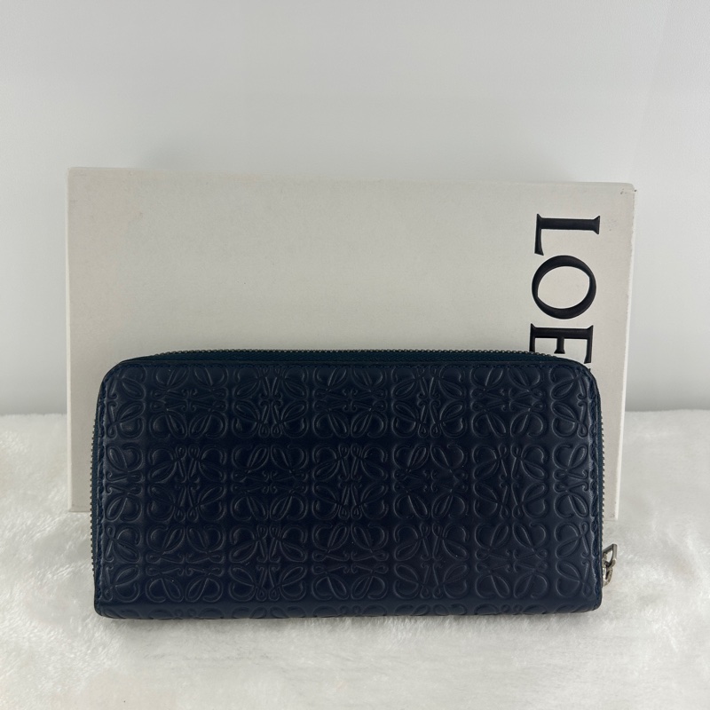 LOEWE REPEAT小牛皮壓花拉鍊長夾-0