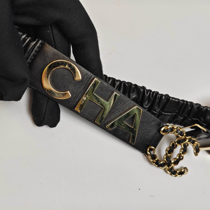 Chanel/香奈兒 銀色字母肥腸腰帶 75碼 閒置成色-6