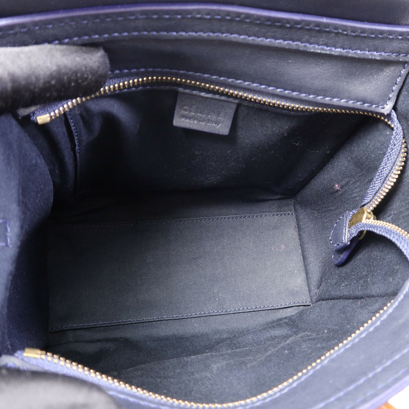 CELINE 牛皮皮革/帆布Nano Luggage手挽肩背兩用袋-4
