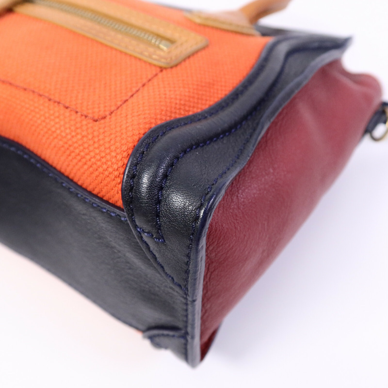 CELINE 牛皮皮革/帆布Nano Luggage手挽肩背兩用袋-10