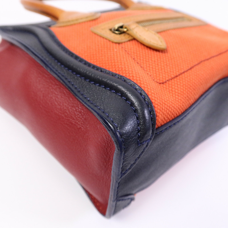 CELINE 牛皮皮革/帆布Nano Luggage手挽肩背兩用袋-11