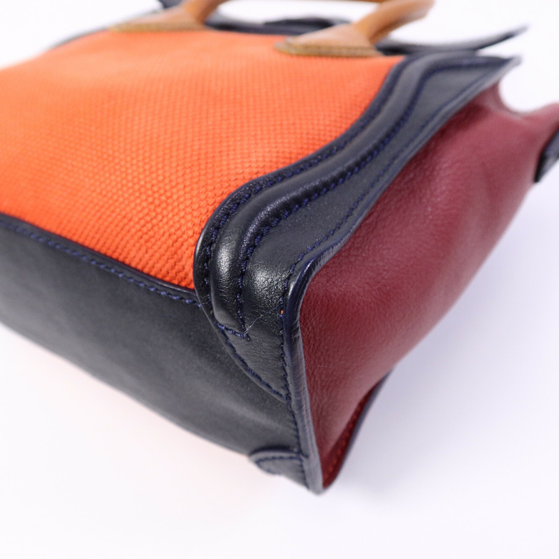 CELINE 牛皮皮革/帆布Nano Luggage手挽肩背兩用袋-12
