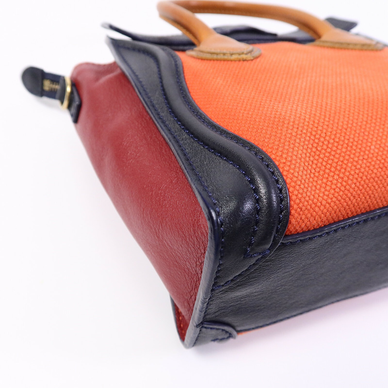 CELINE 牛皮皮革/帆布Nano Luggage手挽肩背兩用袋-13
