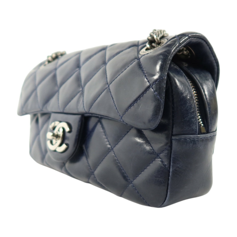 CHANEL 羊皮皮革Chain Shoulder銀扣鏈帶肩背袋-2