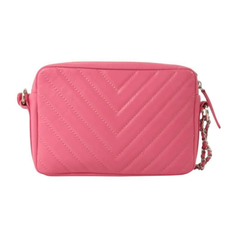 CHANEL 羊皮皮革Chain Shoulder銀扣鏈帶肩背袋-1