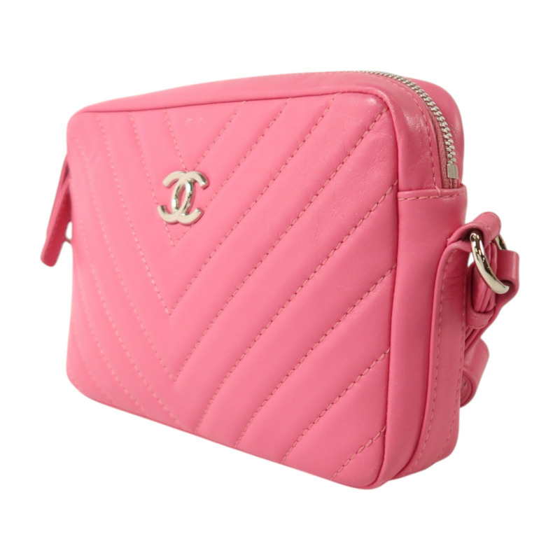CHANEL 羊皮皮革Chain Shoulder銀扣鏈帶肩背袋-2