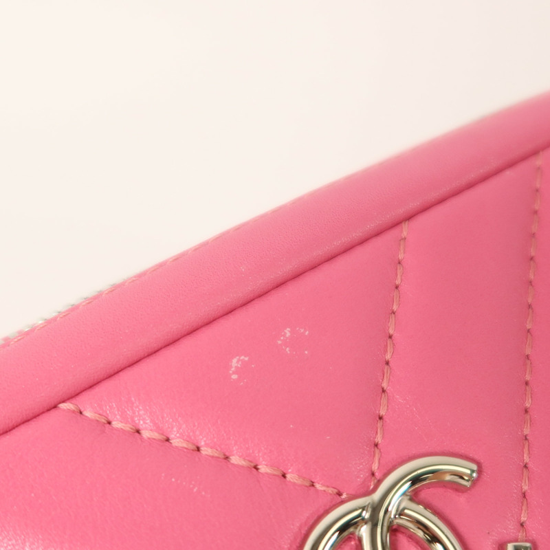 CHANEL 羊皮皮革Chain Shoulder銀扣鏈帶肩背袋-14