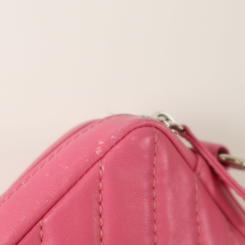 CHANEL 羊皮皮革Chain Shoulder銀扣鏈帶肩背袋-16