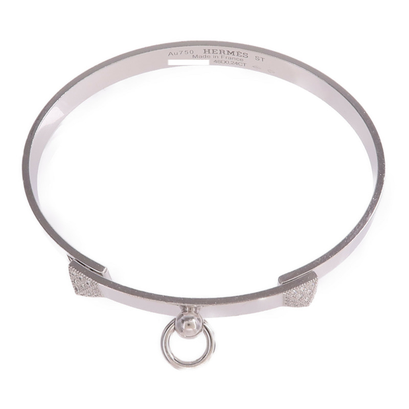 HERMES 18K白金Collier de Chien PM Bracelet鑽石手鐲-3