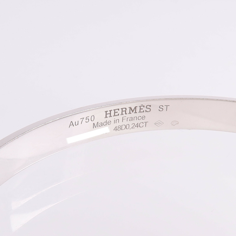 HERMES 18K白金Collier de Chien PM Bracelet鑽石手鐲-4