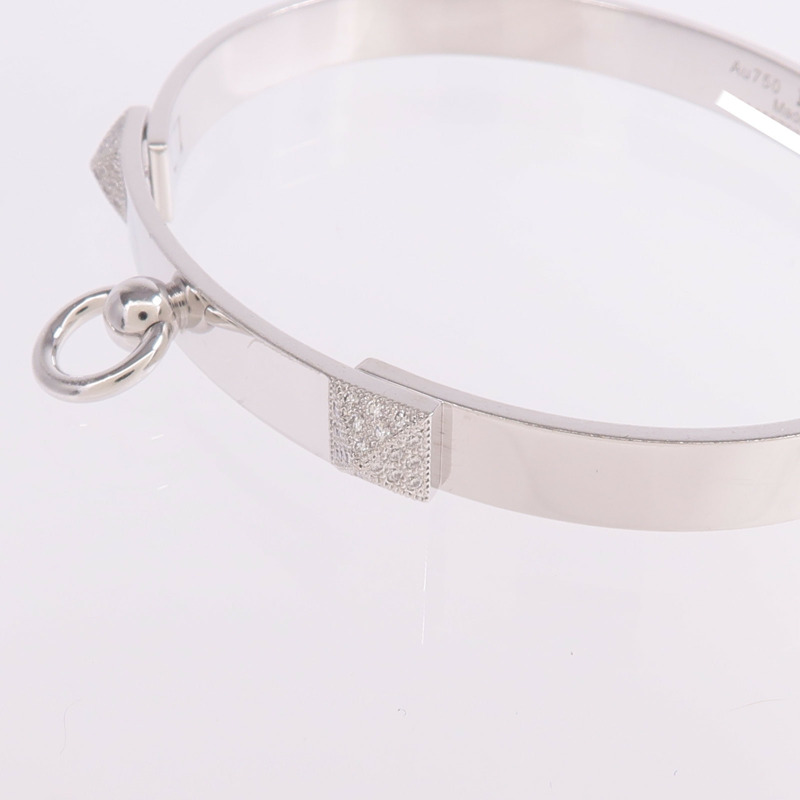 HERMES 18K白金Collier de Chien PM Bracelet鑽石手鐲-5