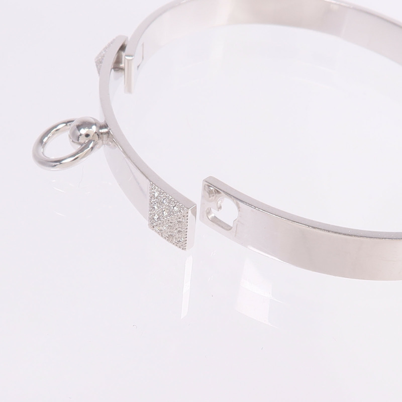 HERMES 18K白金Collier de Chien PM Bracelet鑽石手鐲-6