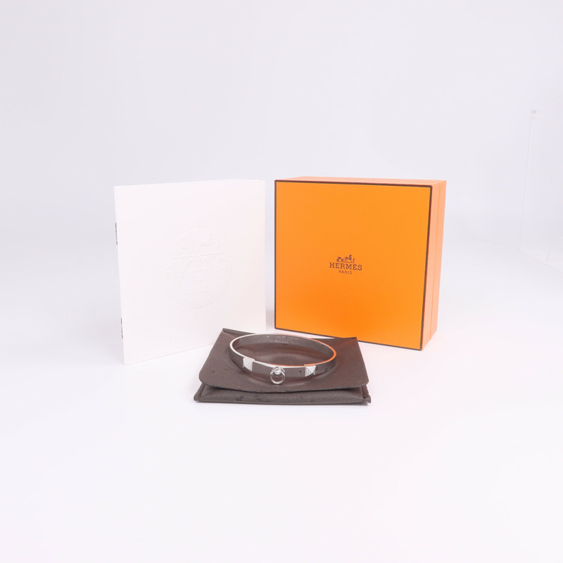 HERMES 18K白金Collier de Chien PM Bracelet鑽石手鐲-9