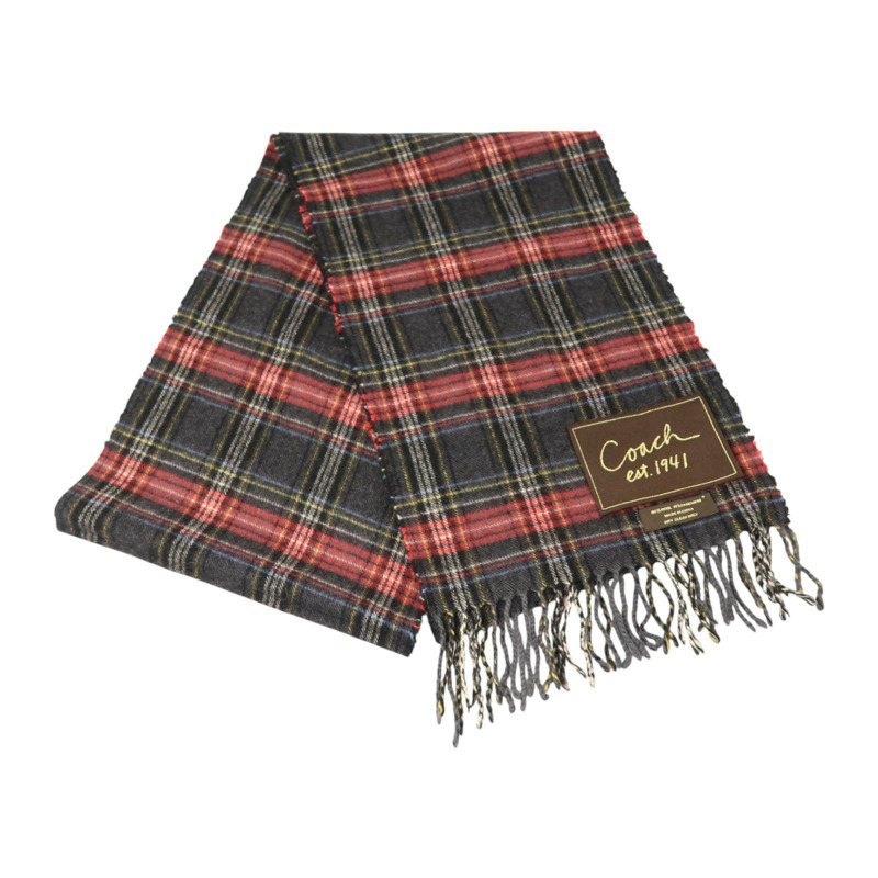 COACH 羊毛/羊絨Tartan Scarf 25.5X170圍巾-2