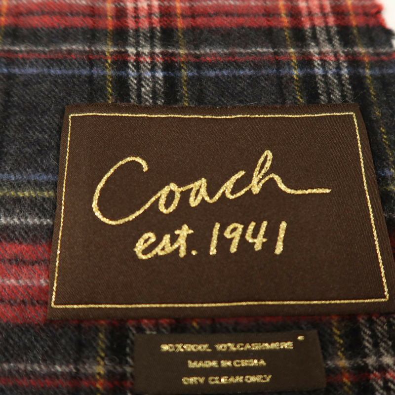 COACH 羊毛/羊絨Tartan Scarf 25.5X170圍巾-5