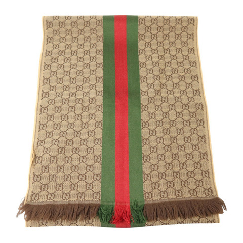 GUCCI 羊毛/絲質Scarf 180x37cm絲巾