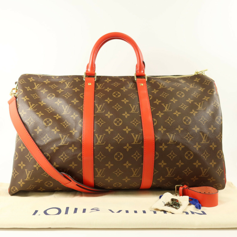 LOUIS VUITTON Monogram Keepall 50 Bandoulie金扣手挽肩背兩用袋-9