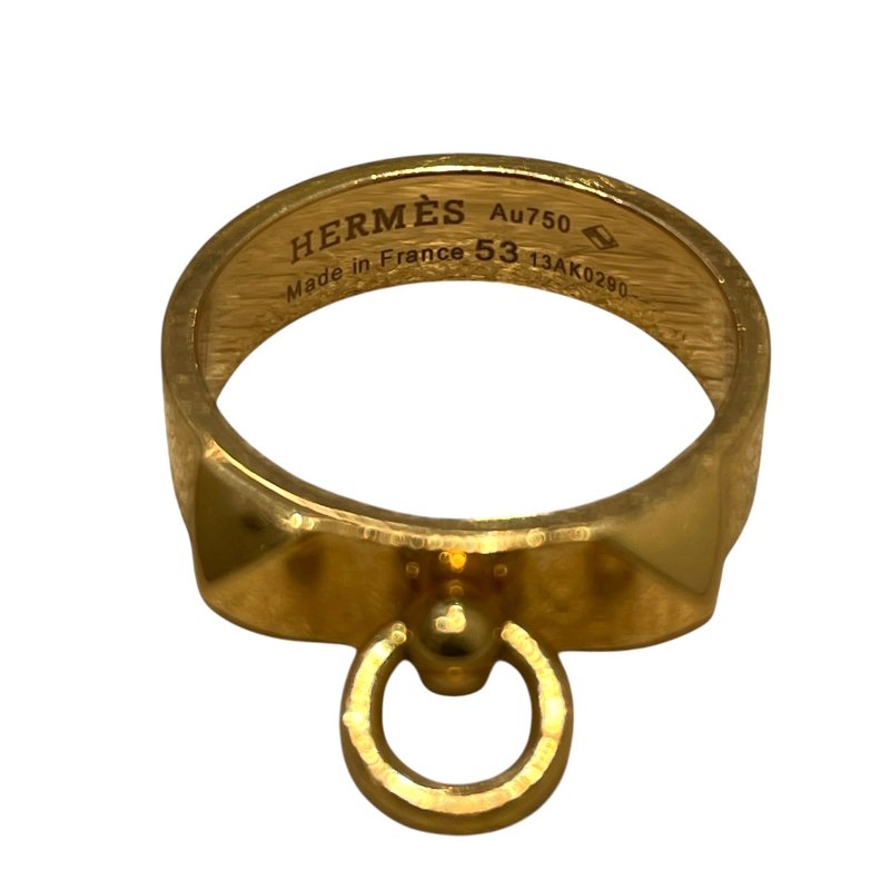 HERMES 愛馬仕 COLLIER DE CHIEN 鉚釘造型戒指 K18PG #53-5