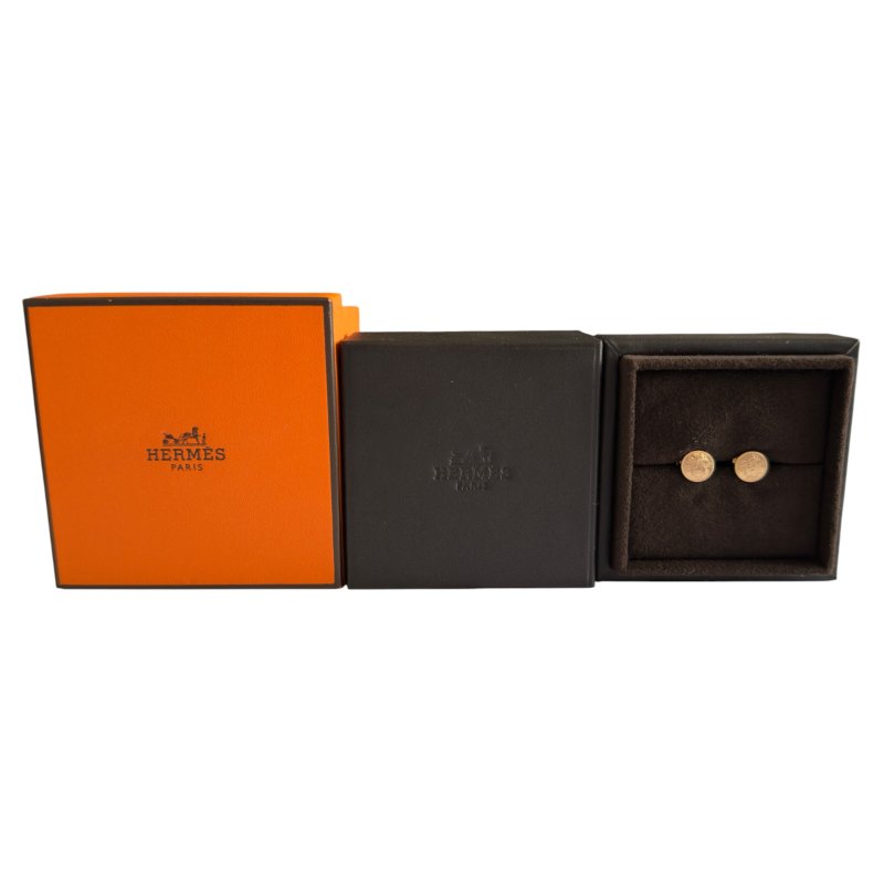 HERMES Ex-Libris 18K玫瑰金 耳環-1