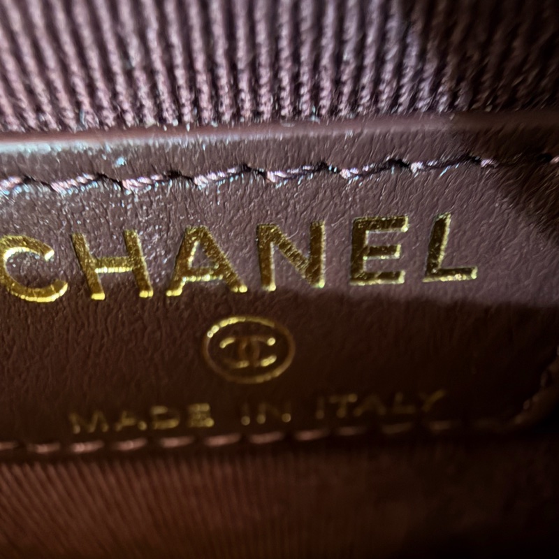 全新Chanel 黑荔枝牛皮淡金釦小吐司零錢包-17