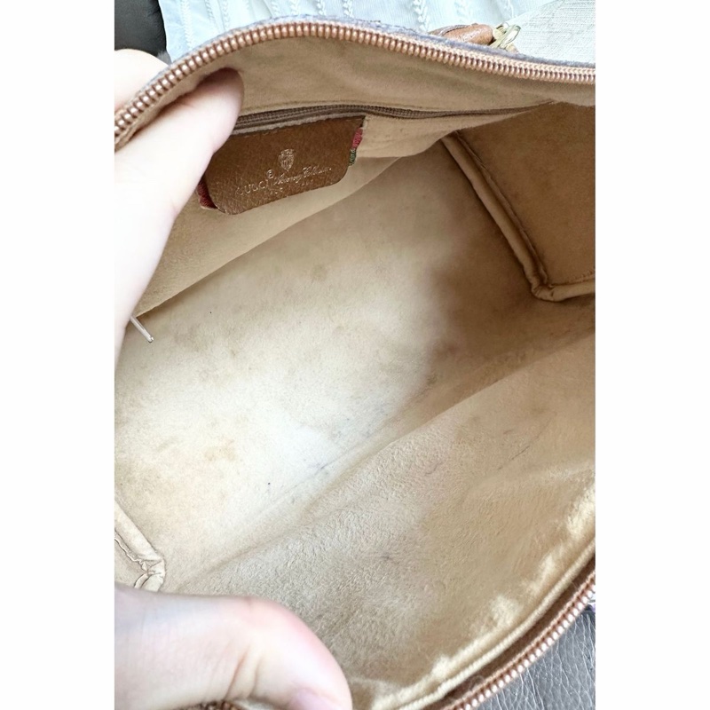 古馳 波士頓包 斜挎包 經典 斜背包 皮革 帆布 老花 側背包 斜挎包 斜背包 鏈條包 腋下包 米花 中古 復古 古董包 中古包 vintage gucci boston bag white brown-21