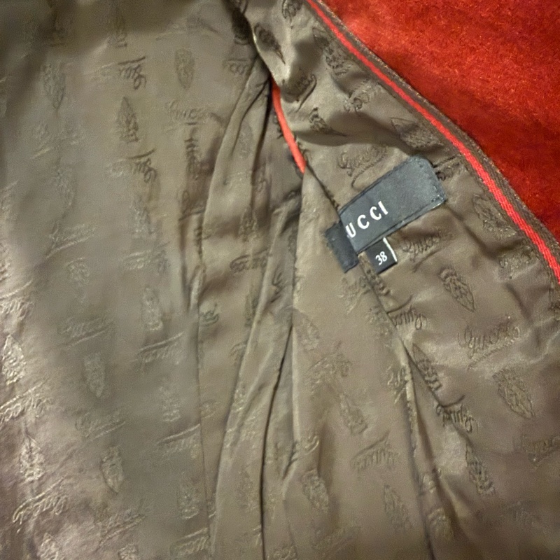 GUCCI 38號 紅絲絨西裝外套 修身 做工佳-2