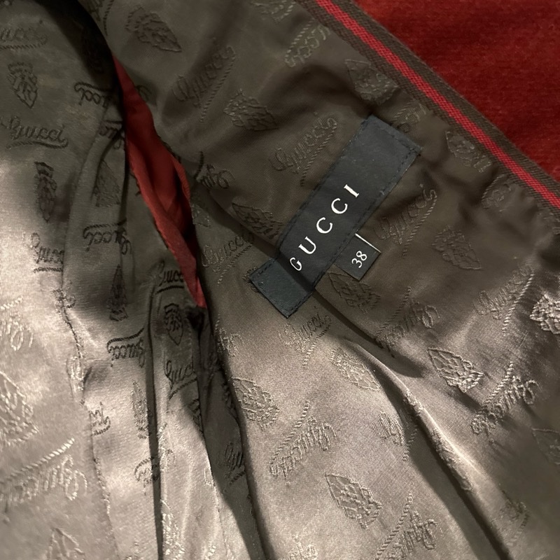 GUCCI 38號 紅絲絨西裝外套 修身 做工佳-10