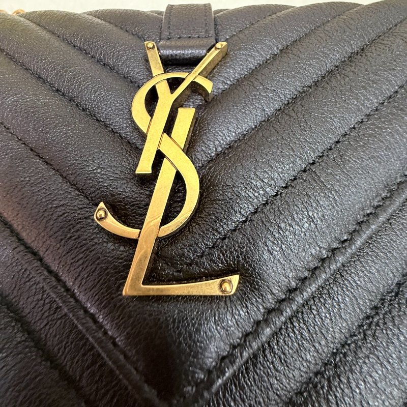 ❤️SAINTAURENT YSL COLLEGE❤️全新中性絎縫皮革手袋 學院包 黑金 🎉母親節優惠價 $75,000🎉-15