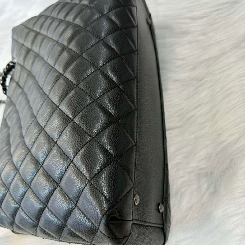 Chanel 黑色荔枝皮多夾層托特包-4
