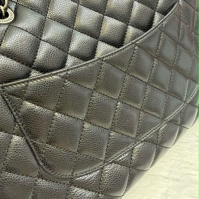 Chanel 黑色荔枝皮多夾層托特包-6
