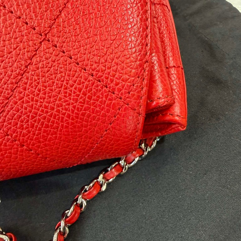Chanel 小香荔枝皮轉扣口蓋包-10