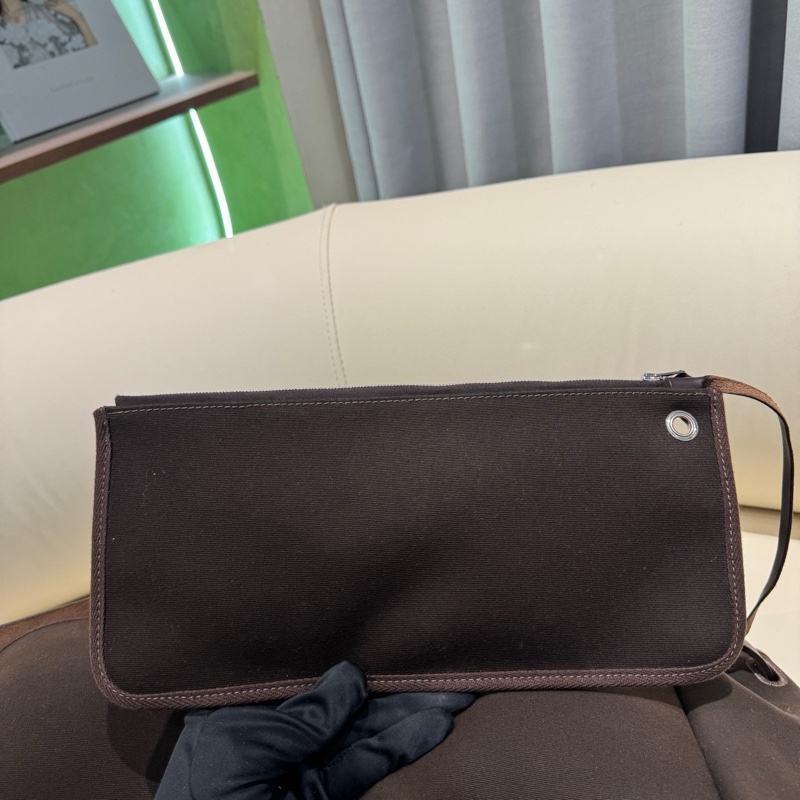 HERMES愛馬仕 Herbag Zip 50 銀扣 帆布拼Hunter牛皮 單肩斜挎手提包 50 男女同款情侶款 深古銅色/烏木色 Y刻 子袋/鑰匙掛/鎖/內膽 。-15