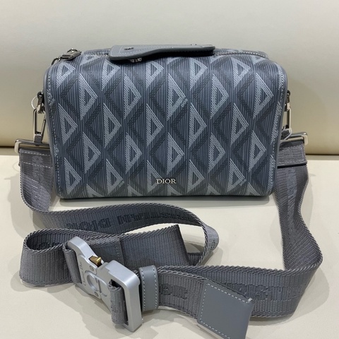Dior diamond灰色幾何滿印lingot22男女同款 斜挎包 🈚附件