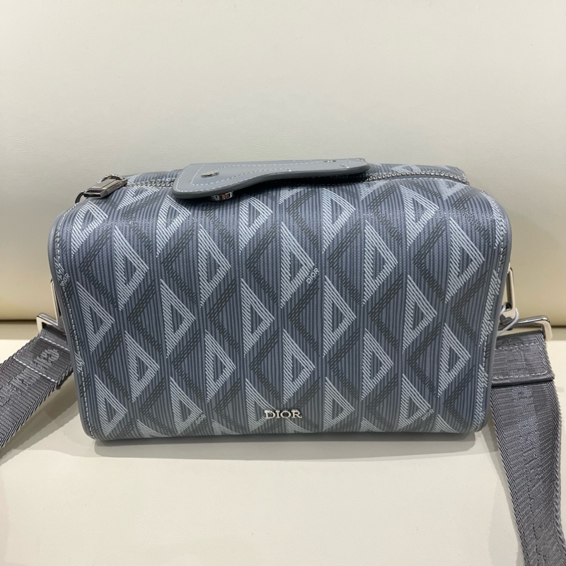 Dior diamond灰色幾何滿印lingot22男女同款 斜挎包 🈚附件-1