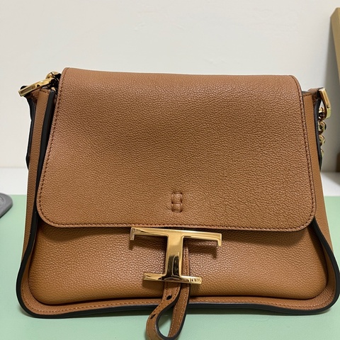 Tod’s托德斯 T Timeless深奶茶色牛皮斜背包肩背包