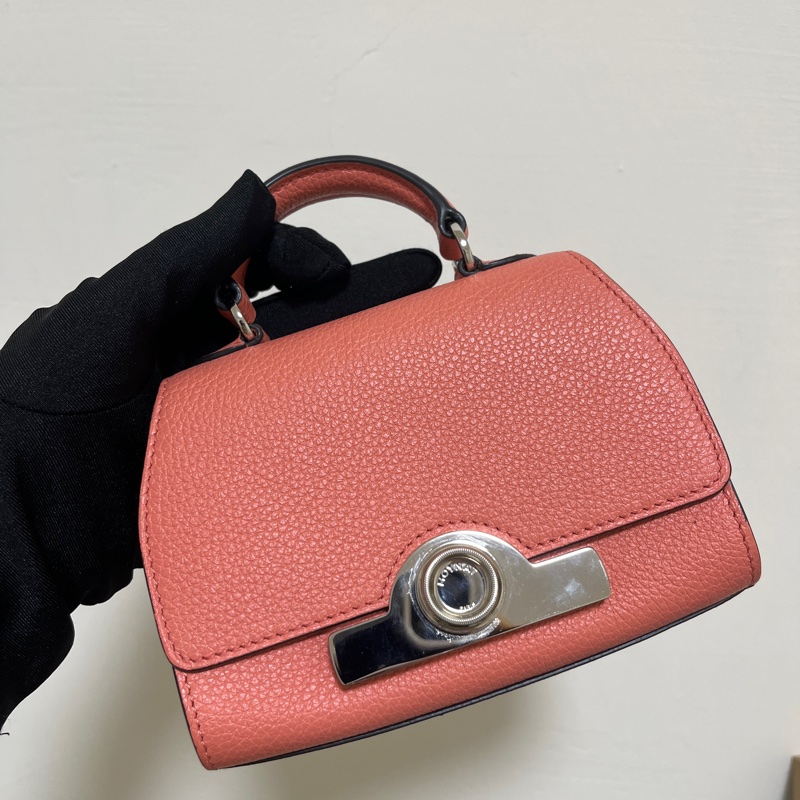 Moynat 摩奈 Rejane Nano玫粉色皮革小廢包斜背包肩背包-5