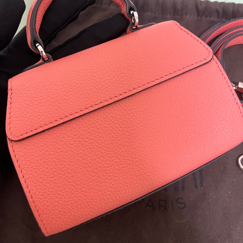 Moynat 摩奈 Rejane Nano玫粉色皮革小廢包斜背包肩背包-6