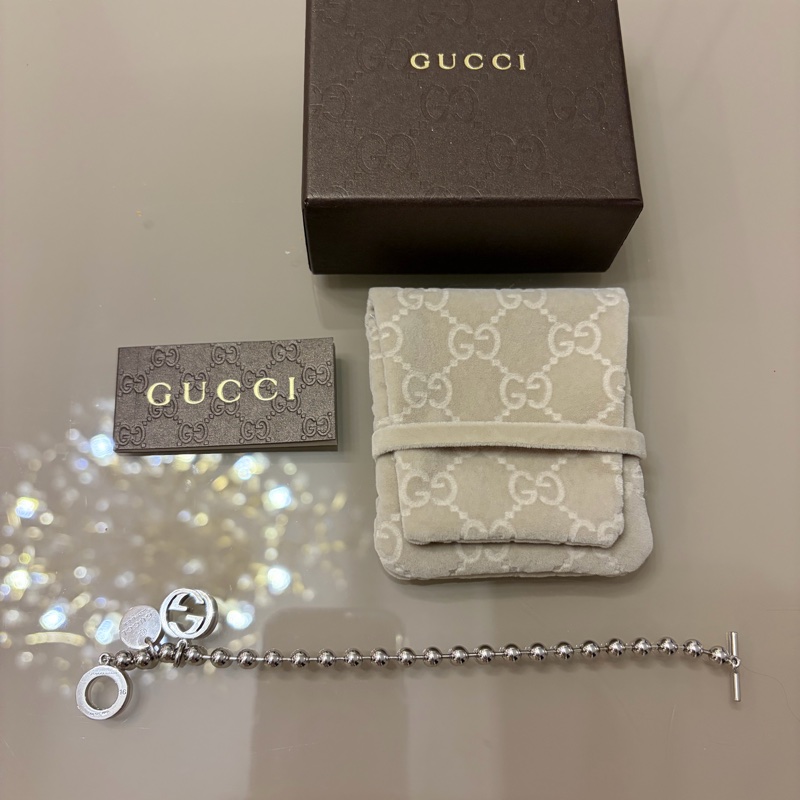 GUCCI純銀圓珠手鏈-0