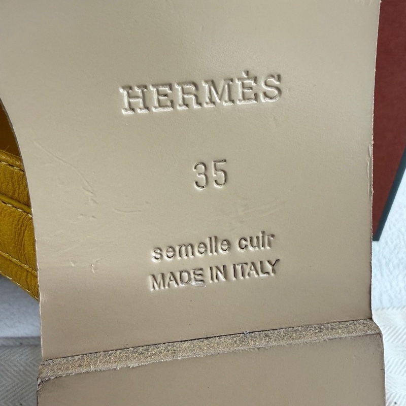 HERMES愛馬仕 Elixir 皮革山羊皮套腳平底 kelly銀扣35碼-8