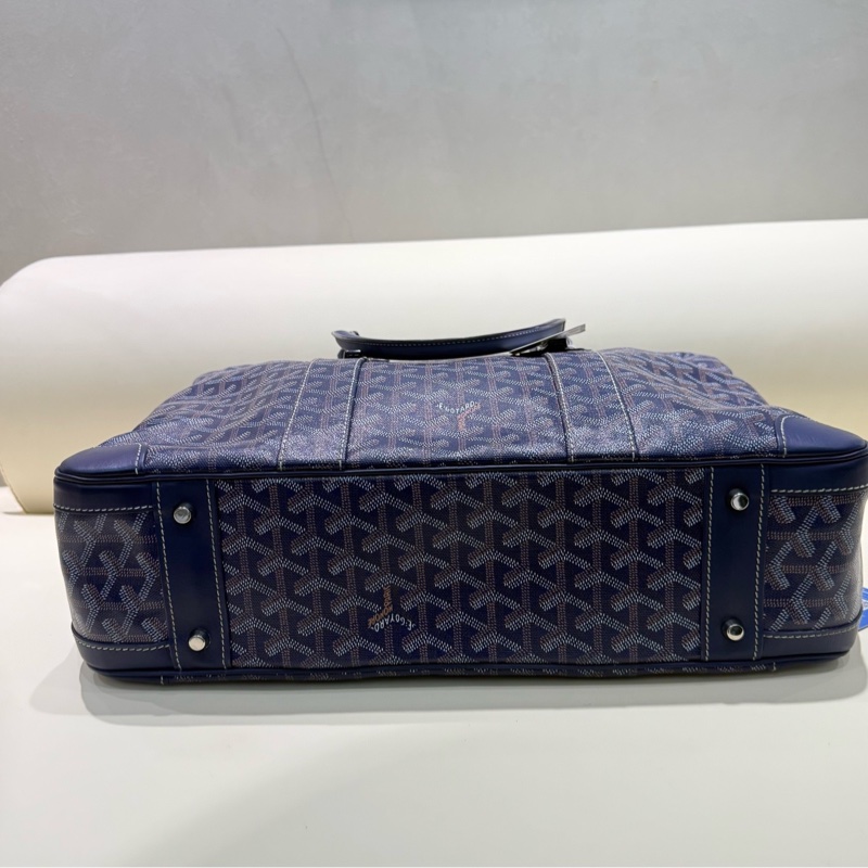 GOYARD戈雅 Ambassade深藍色 滿印拉鍊開合公文包 中號 附件鎖/鑰匙 。-1