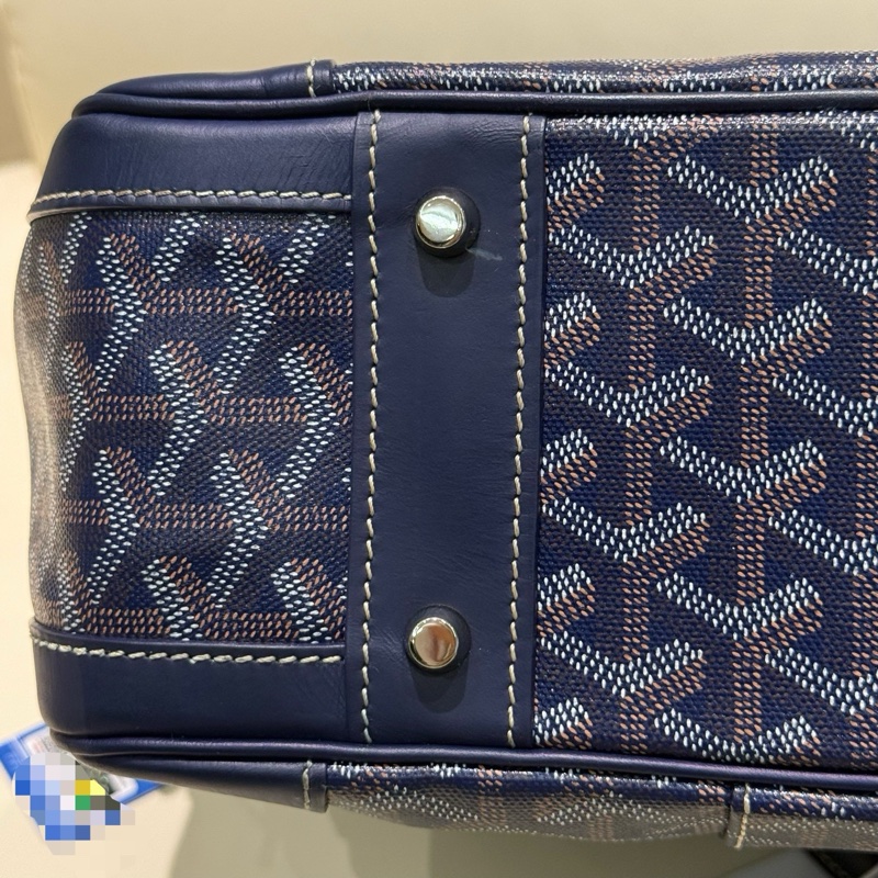 GOYARD戈雅 Ambassade深藍色 滿印拉鍊開合公文包 中號 附件鎖/鑰匙 。-5