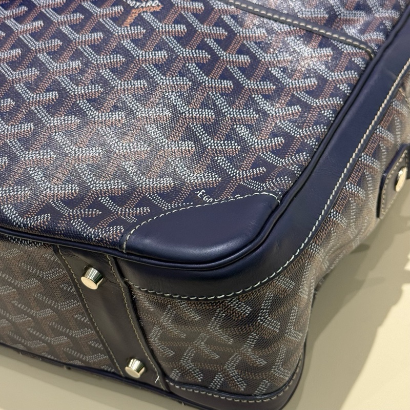 GOYARD戈雅 Ambassade深藍色 滿印拉鍊開合公文包 中號 附件鎖/鑰匙 。-7