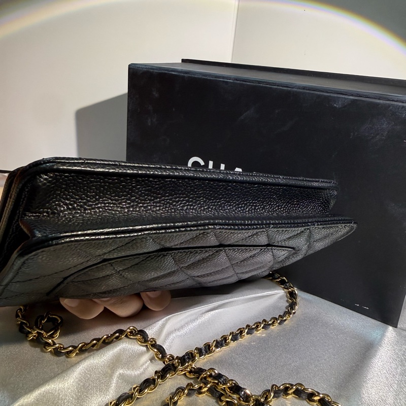 Chanel 經典魚子醬WOC｜黑金｜斜背鏈條包｜日本購入✨-4
