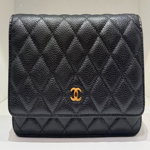Chanel 經典魚子醬WOC｜黑金｜斜背鏈條包｜日本購入✨