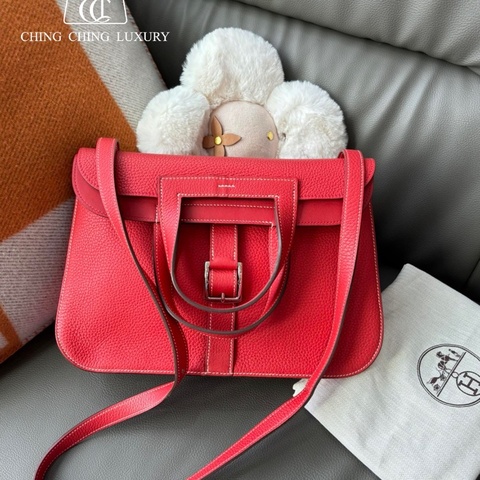 🌈Hermes❤️Halzan 31❤️國旗紅走白線銀扣🌈98.5新🌈TC皮🌟Halzan31🌟Halzan🌟愛馬仕🌟