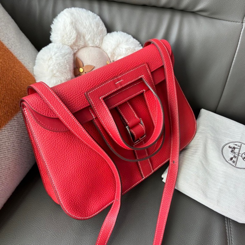 🌈Hermes❤️Halzan 31❤️國旗紅走白線銀扣🌈98.5新🌈TC皮🌟Halzan31🌟Halzan🌟愛馬仕🌟-1