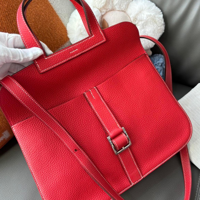 🌈Hermes❤️Halzan 31❤️國旗紅走白線銀扣🌈98.5新🌈TC皮🌟Halzan31🌟Halzan🌟愛馬仕🌟-4