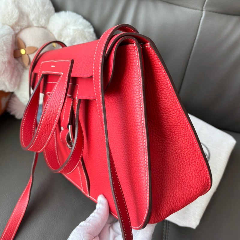 🌈Hermes❤️Halzan 31❤️國旗紅走白線銀扣🌈98.5新🌈TC皮🌟Halzan31🌟Halzan🌟愛馬仕🌟-7