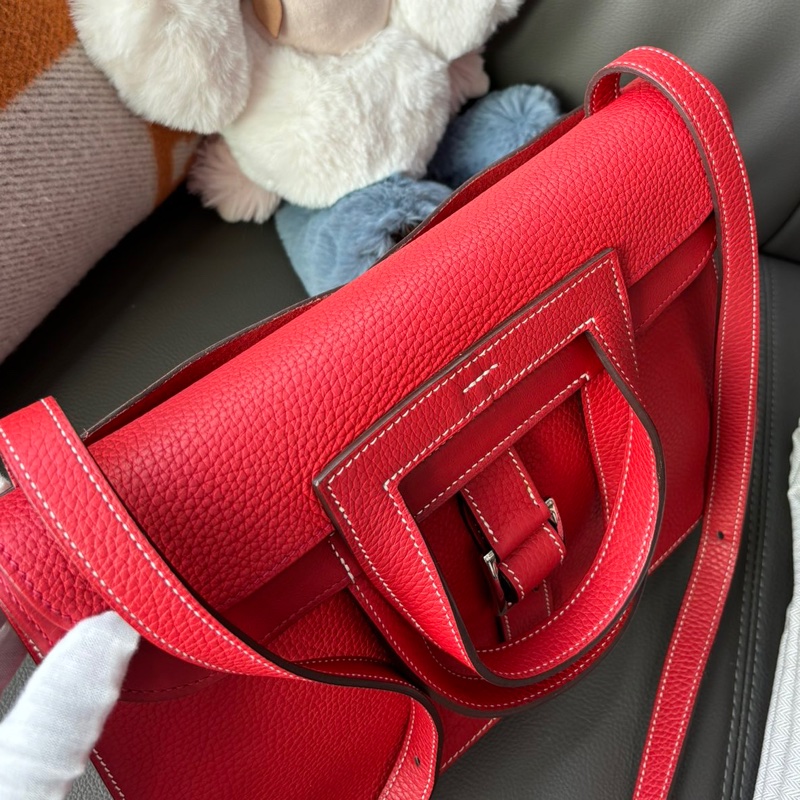 🌈Hermes❤️Halzan 31❤️國旗紅走白線銀扣🌈98.5新🌈TC皮🌟Halzan31🌟Halzan🌟愛馬仕🌟-8